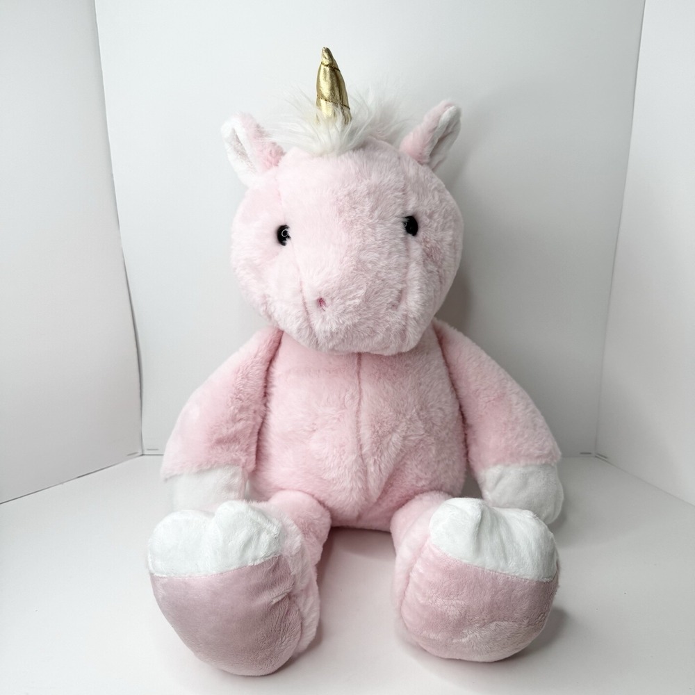 Walgreens Pink Pegasus Unicorn Plush Stuffed Animal 20" Large Gold Wings Horn
